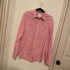 GAP button down tshirt red and white striped
